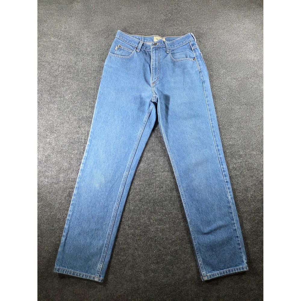 LL Bean Mens Straight Leg Denim Jeans Medium Wash Blue High Rise 28x29